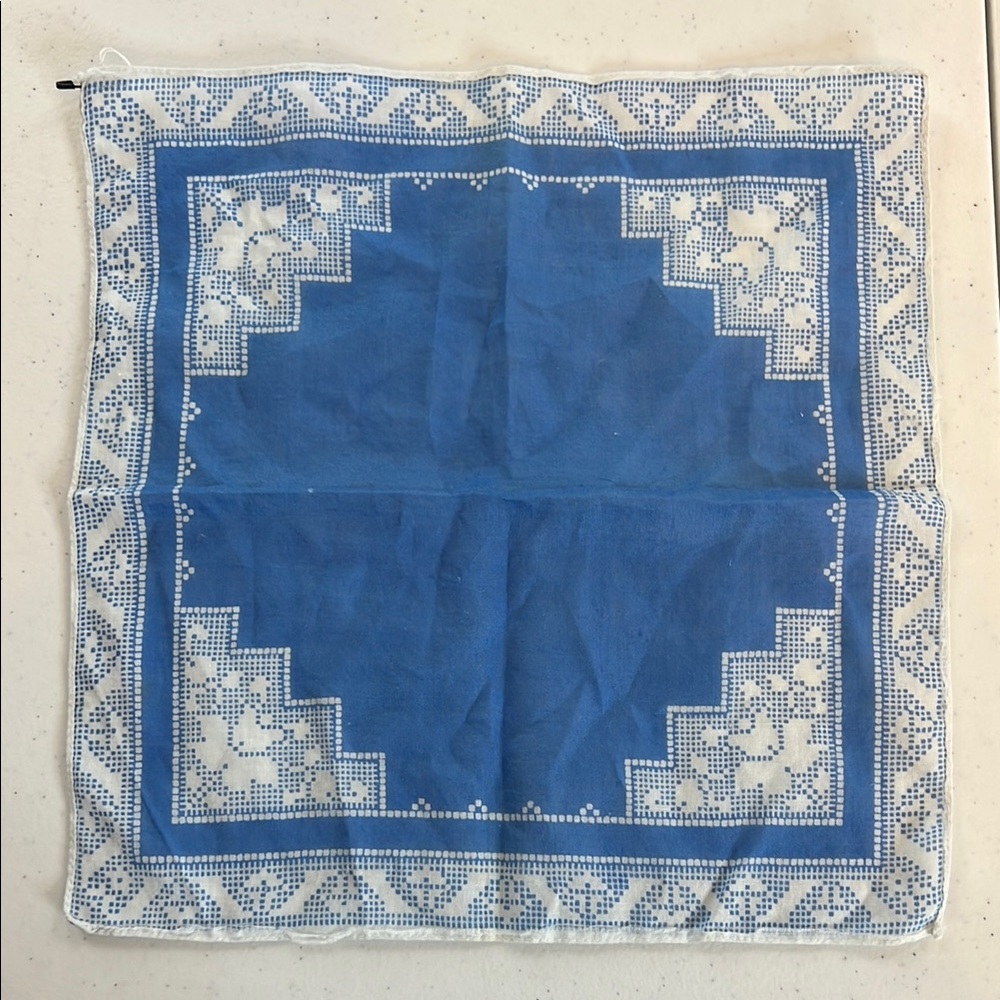 Vintage Blue and White Pocket square